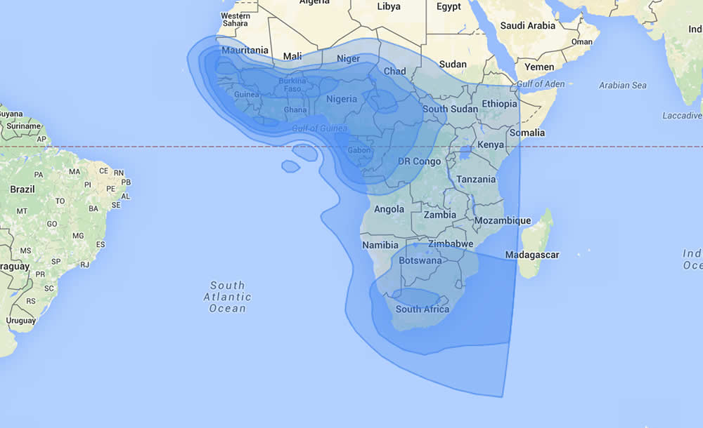 Telstar 11N: West, Central, and South Africa (37.5°W)<br><Strong>Ku Band</strong>